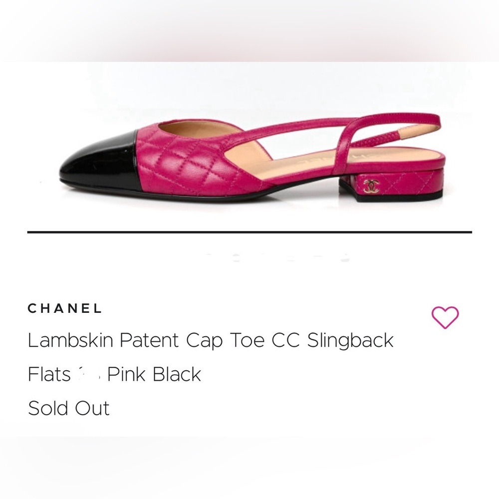 New CHANEL Fuchsia and Black Quilted Slingback Lambskin Flats 37/7 - Picture 9 of 16